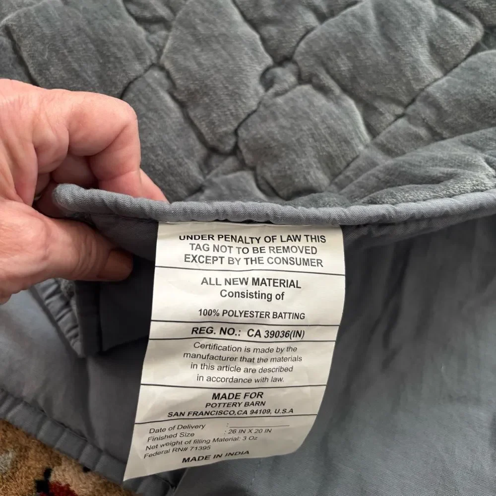 Pottery Barn Cozy Cloud Quilt Steel Blue Standard ShamSham
